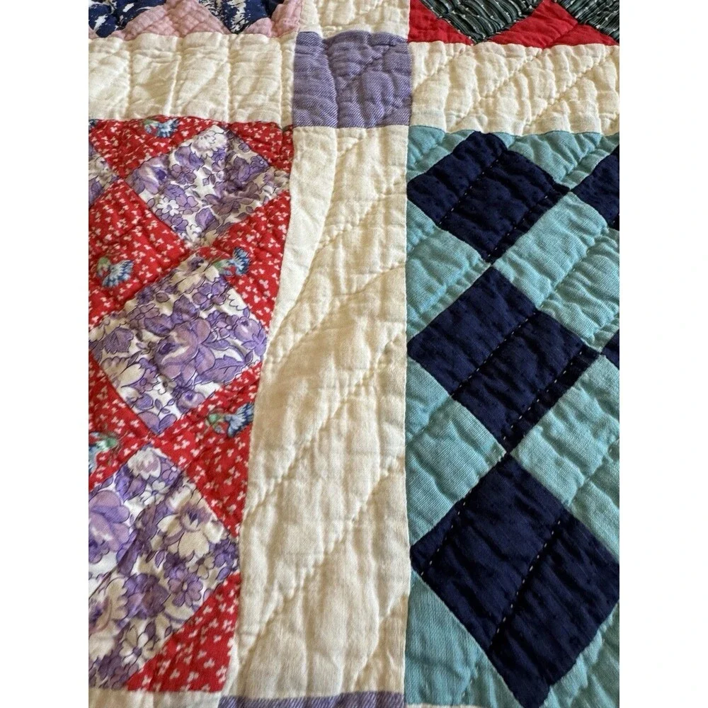 Vintage Thirteen patch scrap quilt 72